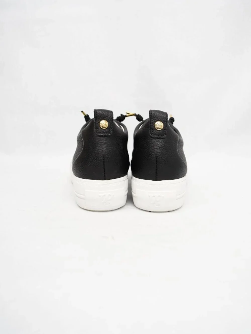 NEW $420 PAUL GREEN Faye Sneaker BLACK LEATHER GOLD HARDWARE 10.5 US (TF16)